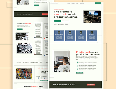 Music production school - website design landing page ui web design