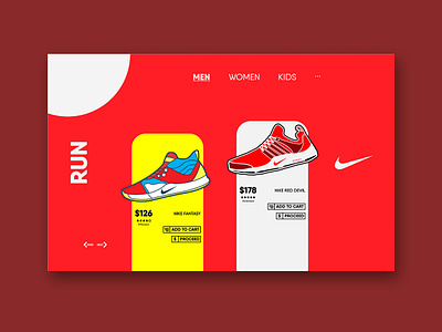 Nike Run UI Design app design flat icon illustration lineart nike shoes sketch ui ux vector web website