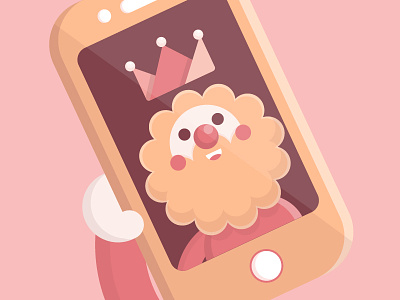 Selfie crown king pink selfie vector