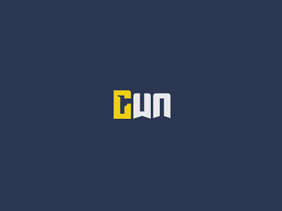 Gun blue flat logo g gun gun logo gun vector minimal logo text logo yellow