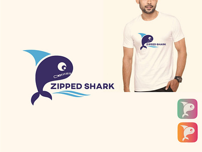 Zipped Shark fish logo shark logo zip logo zipshark