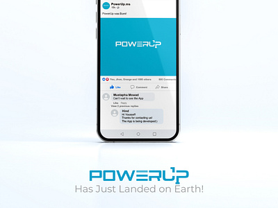 PowerUP has just landed on earth app branding graphic design