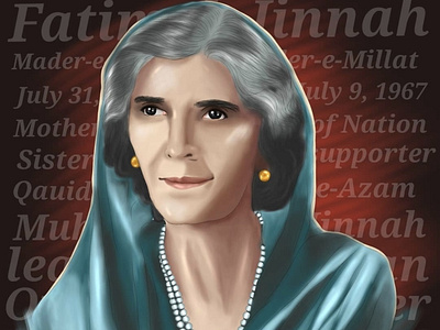 Mohtarma Fatima Jinnah adobe app branding colors design digital art draw graphic design illustration illustrator logo portrait sketch