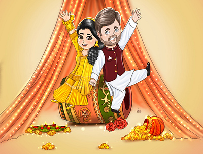 Wedding caricature! adobe app branding colors design digital art draw illustration logo