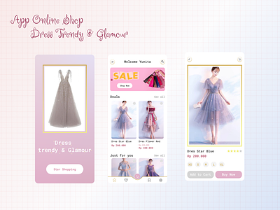 App Online Shop 'Dress Trendy & Glamour' branding design graphic design mobileapps ui uiux vector