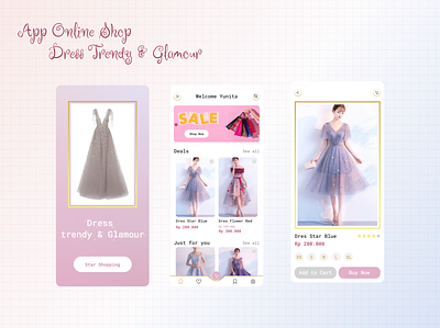 App Online Shop 'Dress Trendy & Glamour' branding design graphic design mobileapps ui uiux vector