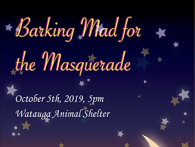 Barking Mad for the Masquerade top cat clipping mask dog event graphic design illustration pets poster
