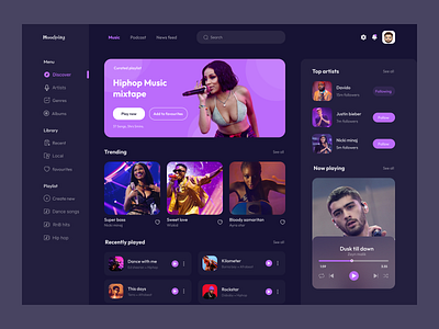 Music dashboard design.