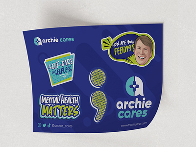 Archie Cares Sticker Sheet branding design graphic design illustrator print sticker sheet
