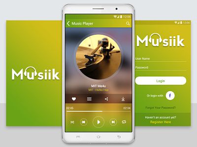 Music app UI for Android android app ios iphone login mobile app music music player ui userinterface ux. clean