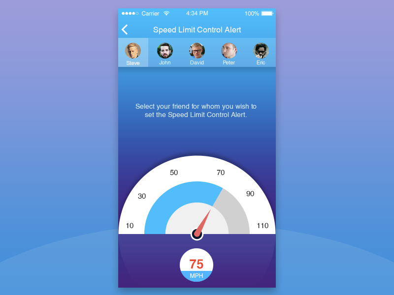 Mobile App Screen UI simple ux. clean ui userinterface mobile app meter alert speed iphone ios android app