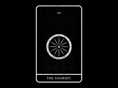 The Chariot black minimal tarot wheel white