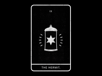 The Hermit black lantern minimal star tarot white