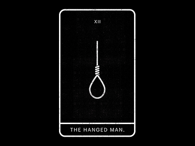 The Hanged Man. black card minimal noose rope tarot white