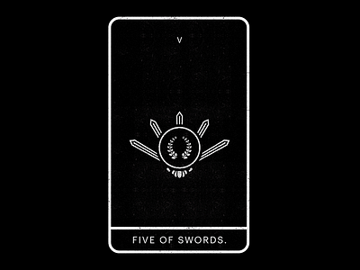 Five Of Swords. black branch minimal olive swords tarot triumph victory white wreath