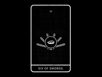 Six Of Swords. black boat minimal recovery still swords tarot white