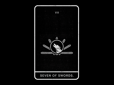 Seven Of Swords. black howl lone minimal seven swords tarot white wolf