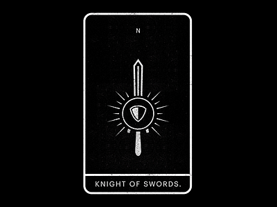 Knight of Swords. black minimal protection shield sparks swords tarot white