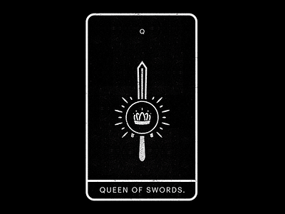 Queen of Swords. black crown minimal queen royal swords tarot white