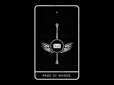 Page of Wands. black mail messenger minimal page tarot wands white