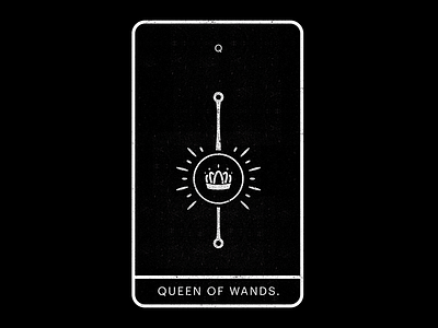 Queen of Wands. black crown minimal queen tarot wands white