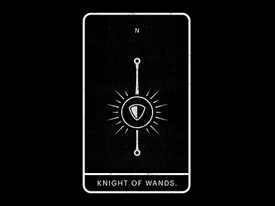 Knight of Wands. black knight minimal royal shield tarot wands white