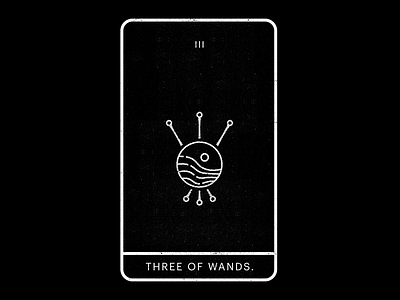 Three of Wands. ace black minimal sea sun tarot tranquility vision wands white