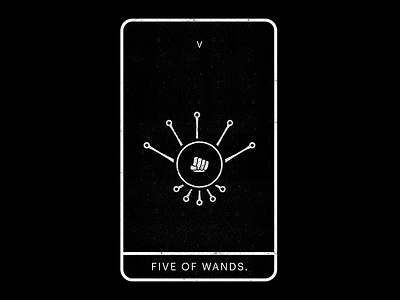 Five of Wands. ace black fight fist five minimal punch tarot wands white