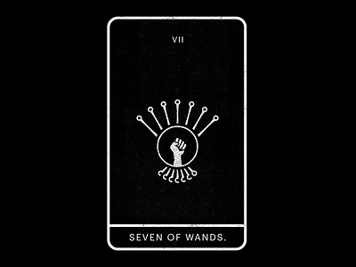 Seven of Wands. black fist minimal power revolution seven tarot wands white
