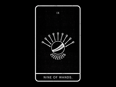 Nine of Wands. ace bandage black minimal nine persistence resilience scar tarot wands white