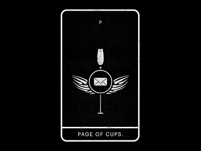 Page of Cups. black cups messenger minimal page tarot white wings