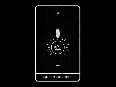 Queen of Cups. black crown cups minimal queen tarot white