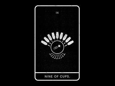 Nine of Cups. black cups fulfill minimal nine star tarot white wish