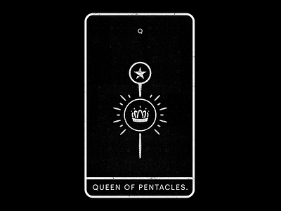 Queen of Pentacles. black crown cups minimal pentacles queen star tarot white
