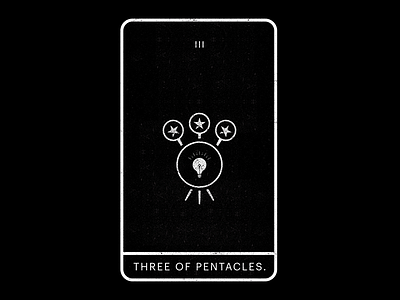 Three of Pentacles. adept black lightbulb minimal pentacles skill tarot three white