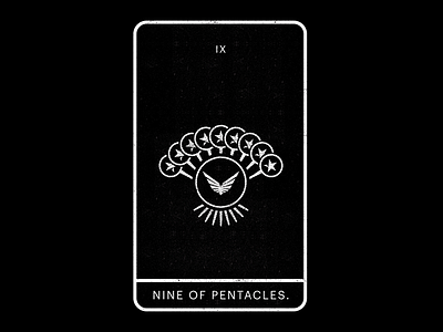 Nine of Pentacles. bird black control discipline falcon focuse grace minimal nine pentacles tarot white