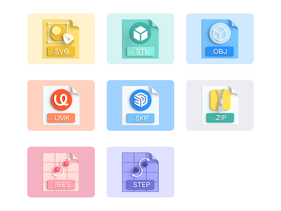 File Type 3D Icons for uMake App 3d 3d icon 3d illustration app branding cad design icon illustration logo ui vector