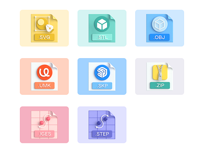 File Type 3D Icons for uMake App