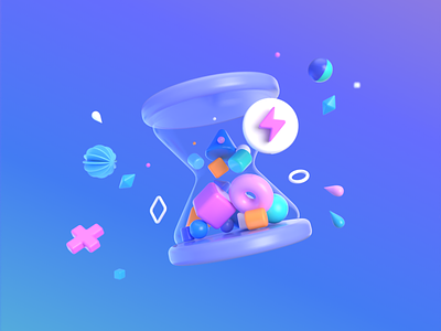 3D illustration for a website - uMake + Saving Time