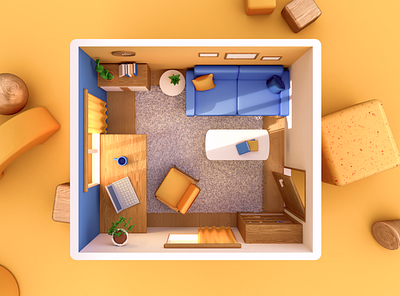 3D Room Illustration 3d 3d art 3d illustration 3d room 3dart 3droom lowpoly lowpoly room