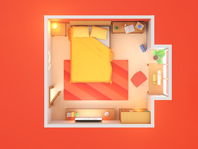 3D Room Illustration - Top View