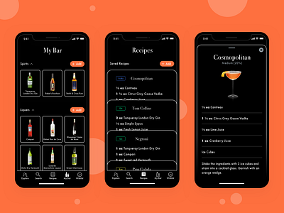 My Bar - Cocktail iOS Mobile app cocktail cocktail app ios app iphone x mobile app