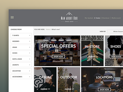 Man about Dog Ecommerce Website Design clothes shop ecommerce ui design web design