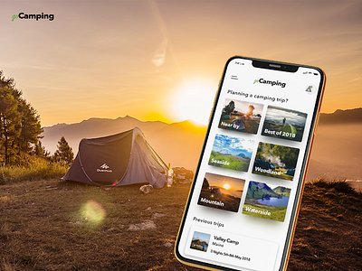 GoCamping booking camping design grid design grid layout interaction design mobile design trips ui user interface design ux