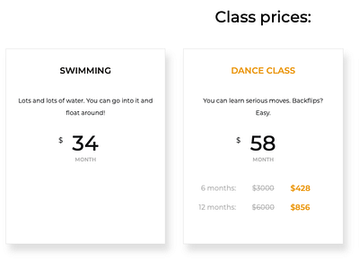 Class prices