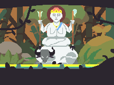 Batara Guru at the forest design graphic design illustration minimal pixel pixelart