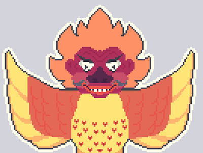 Goero, A Satan Bird With Head Of "Buto". character characterdesign design graphic design illustration pixel pixelart
