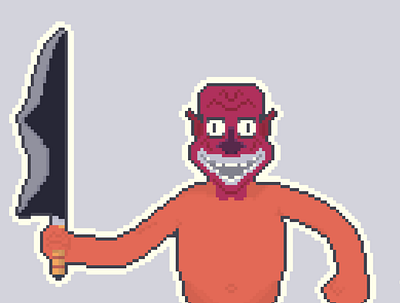 Djawok, A Satan With Machete character characterdesign design graphic design illustration pixel pixelart