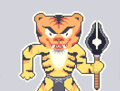 Talop, A Tiger Satan With Dwisula character characterdesign design graphic design illustration pixel pixelart