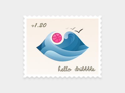 Hello Dribbble dribbble，stamp，debut